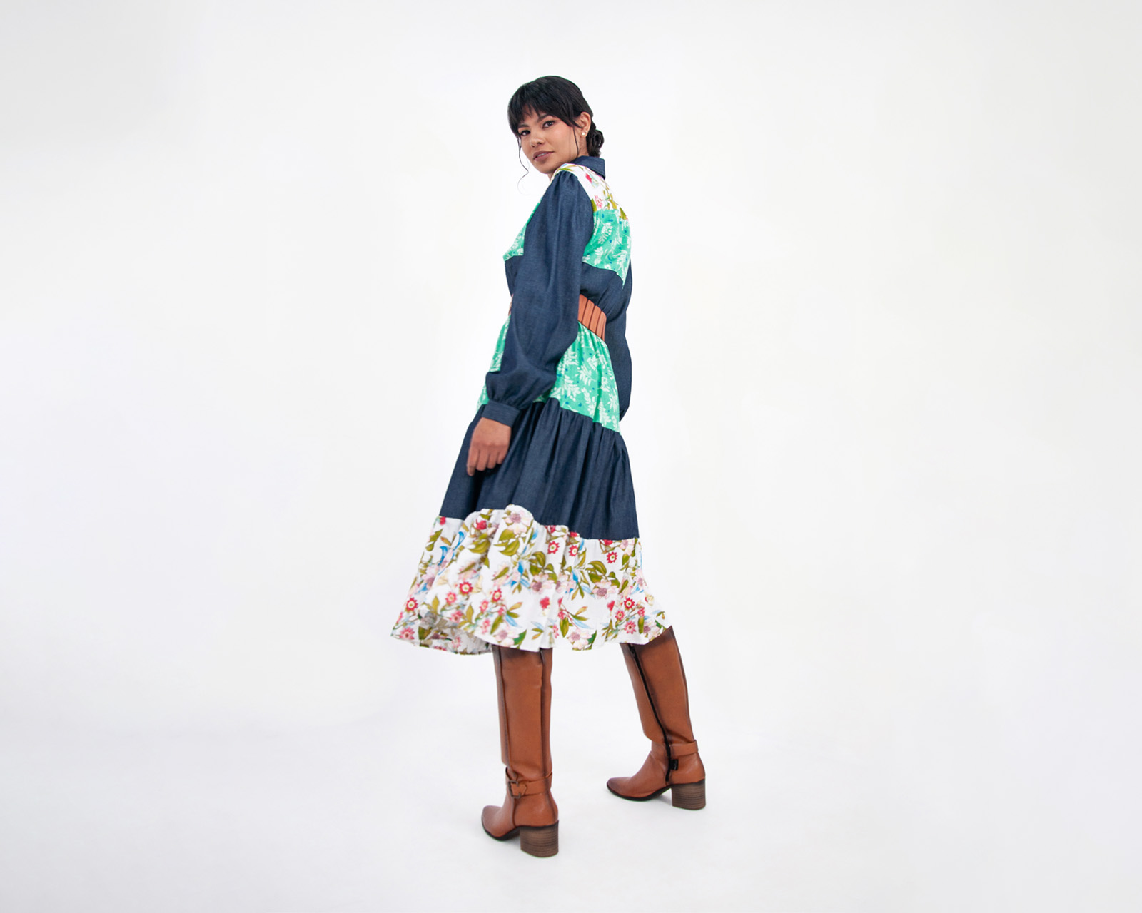 Foto 7 | Vestido De Dama A Ángelozano Tipo Campirano Varios Estampados, Con Cinto De Hebilla, Al-w 55