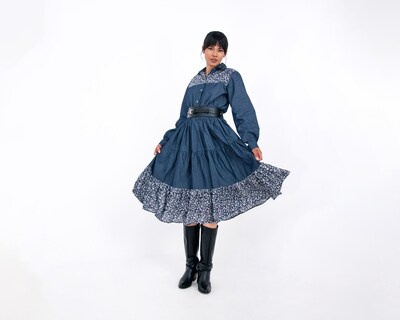 Foto 1 | Vestido De Dama A Ángelozano Tipo Campirano Varios Estampados, Con Cinto De Hebilla, Al-w 55