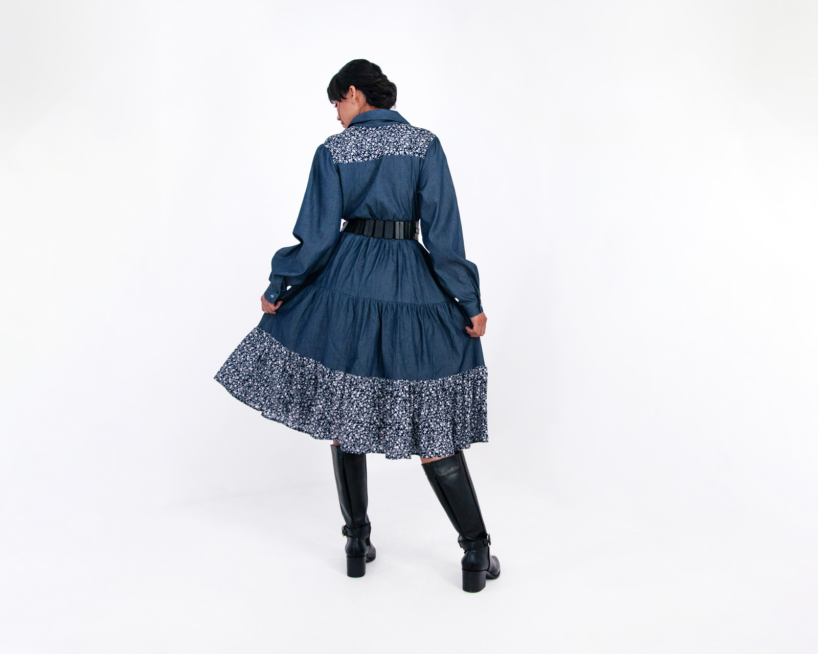 Foto 4 | Vestido De Dama A Ángelozano Tipo Campirano Varios Estampados, Con Cinto De Hebilla, Al-w 55