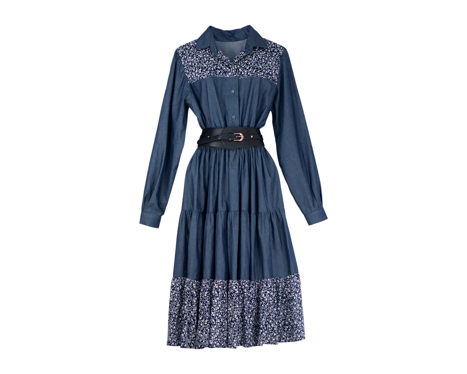 Foto 7 pulgar | Vestido De Dama A Ángelozano Tipo Campirano Varios Estampados, Con Cinto De Hebilla, Al-w 55