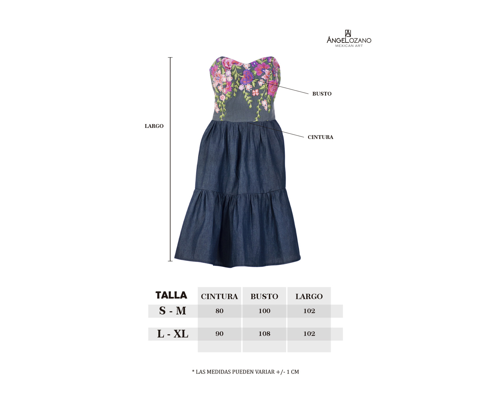 Foto 3 pulgar | Vestido A Ángelozano tipo Corseé Escote Corazón de Mezclilla