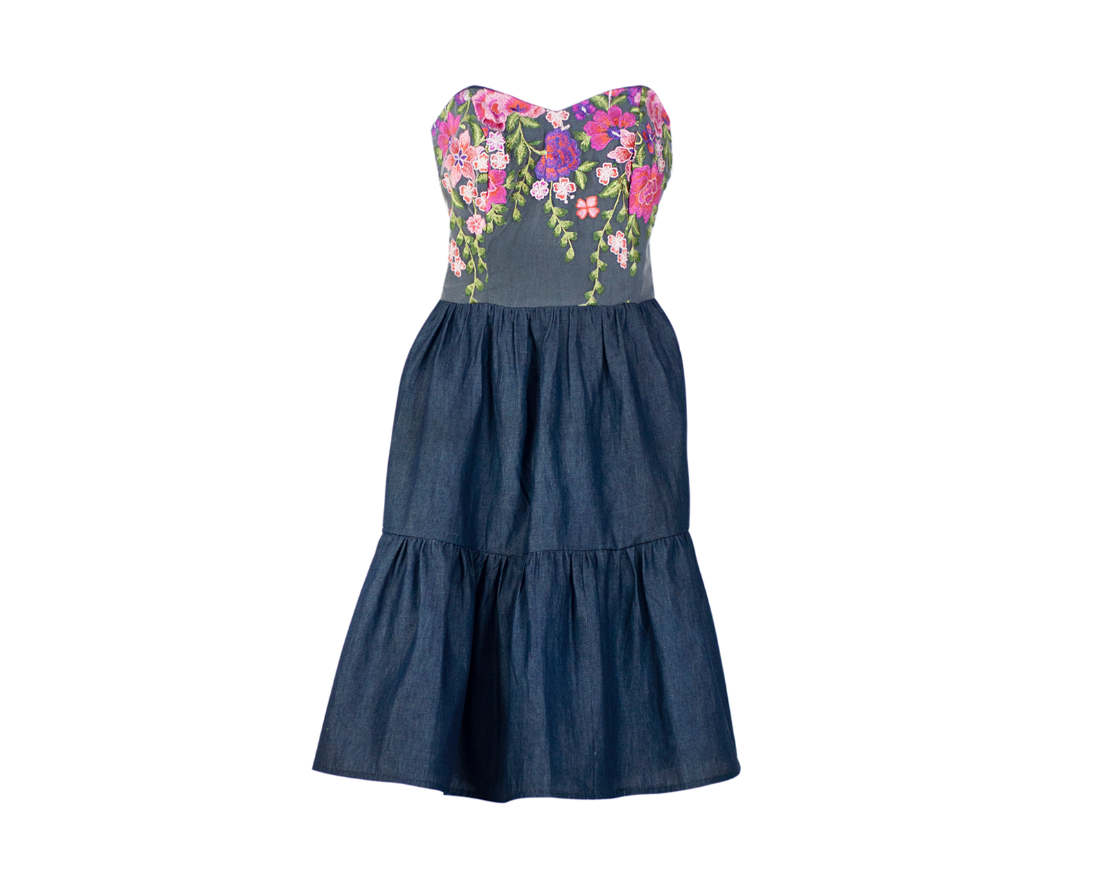 Foto 6 pulgar | Vestido A Ángelozano tipo Corseé Escote Corazón de Mezclilla