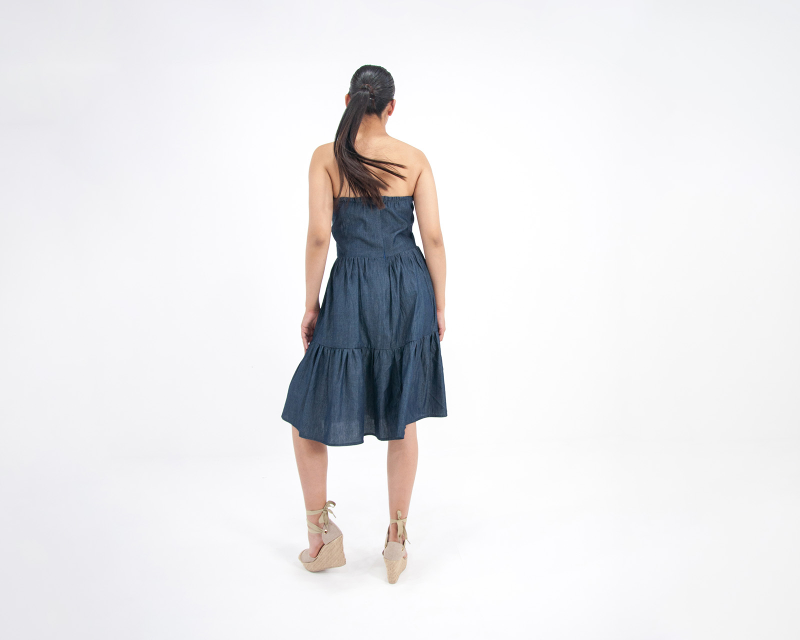 Foto 7 pulgar | Vestido A Ángelozano tipo Corseé Escote Corazón de Mezclilla