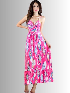 Foto 2 | Vestido Largo Ves-1007 Fucsia con Estampados de Mujer