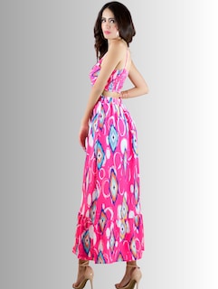 Foto 3 | Vestido Largo Ves-1007 Fucsia con Estampados de Mujer