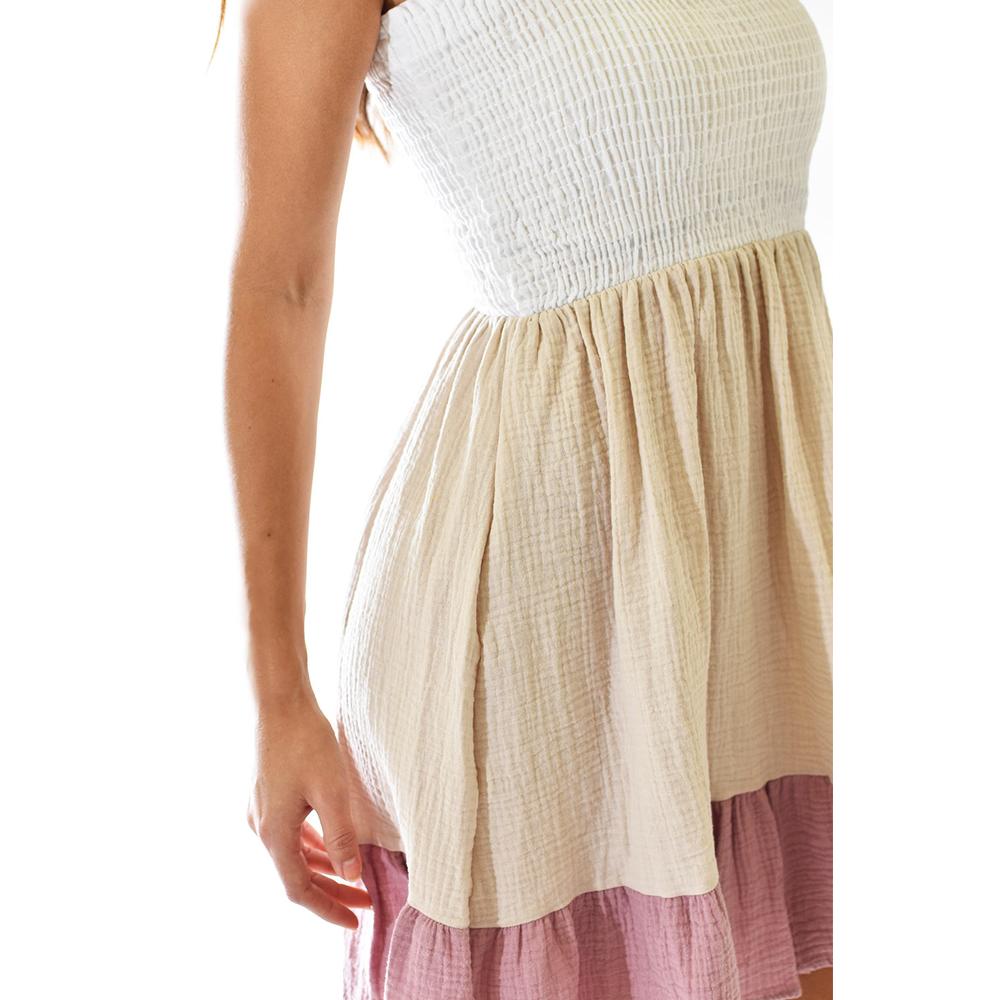 Foto 5 pulgar | Vestido Tricolor Roman Fashion /juvenil 85113 Beige