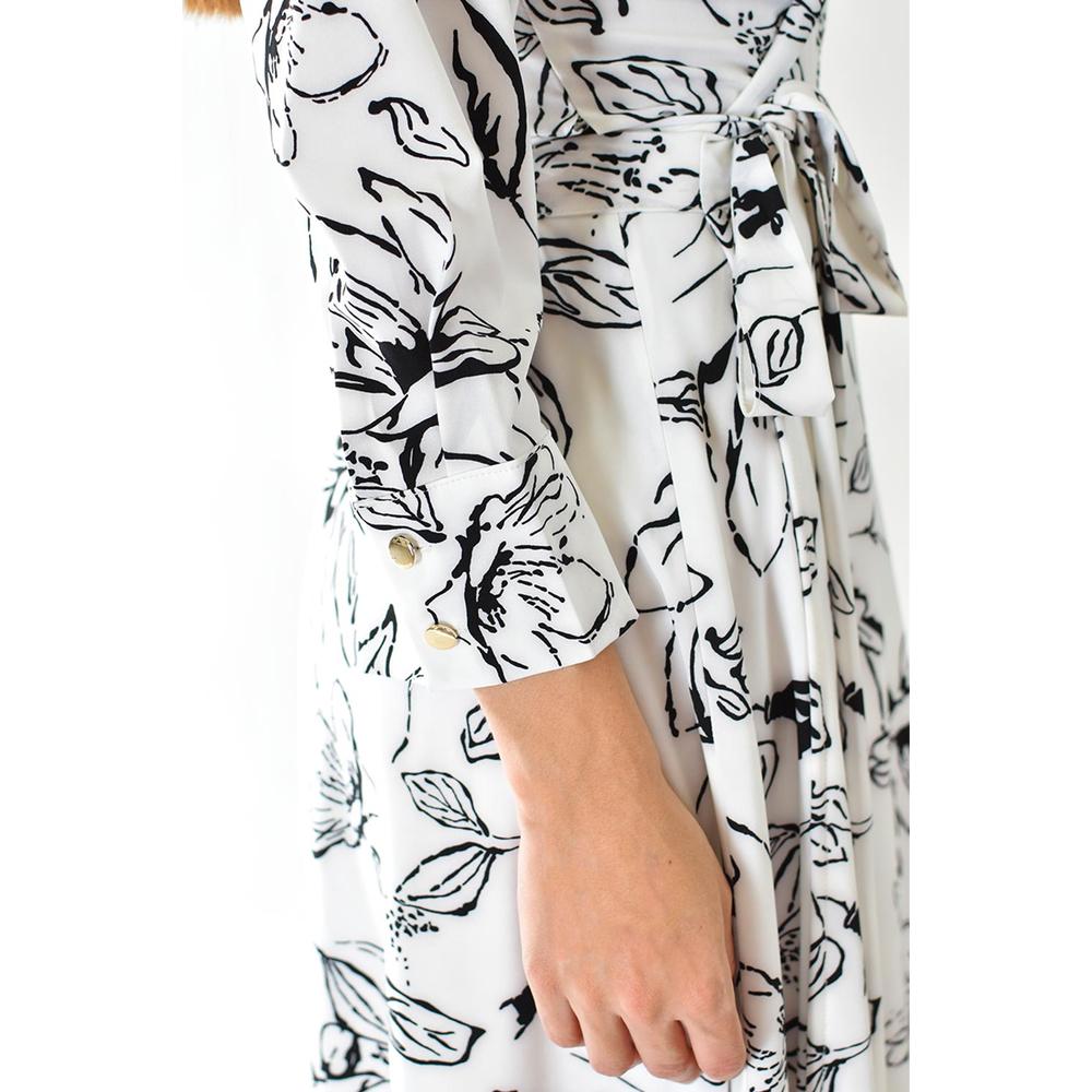 Foto 5 pulgar | Vestido Estampado de Hojas Roman Fashion Blanco para Mujer