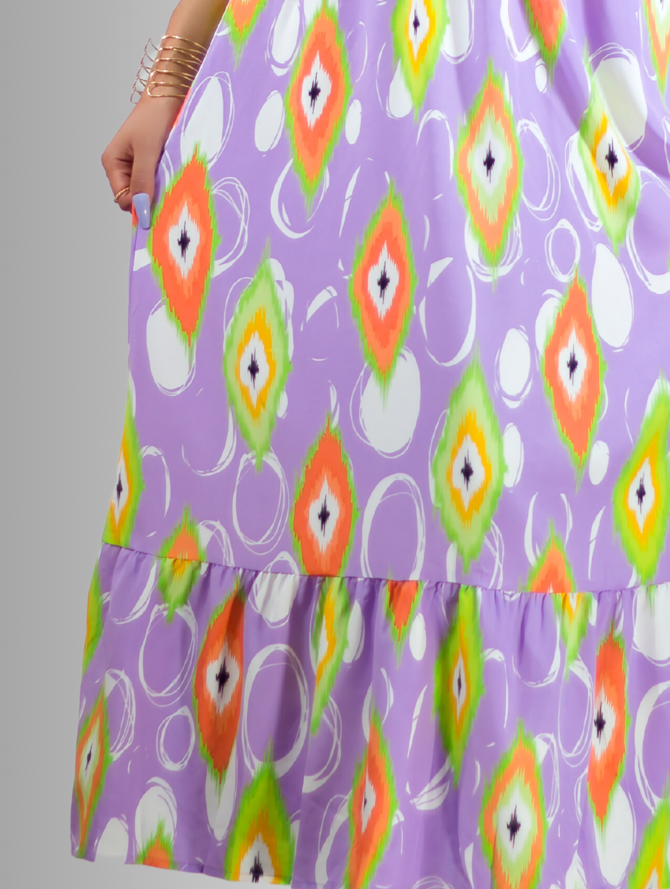 Foto 7 pulgar | Vestido De Mujer Largo Ves-1007 Lila con Estampados