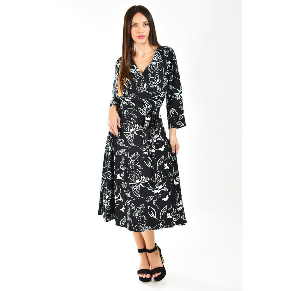 Foto 1 | Vestido Roman Fashion VTS 1002 Estampado de Hojas Negro