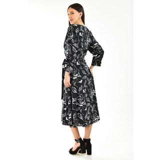 Foto 3 | Vestido Roman Fashion VTS 1002 Estampado de Hojas Negro