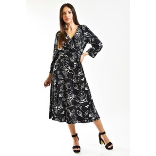 Foto 5 | Vestido Roman Fashion VTS 1002 Estampado de Hojas Negro