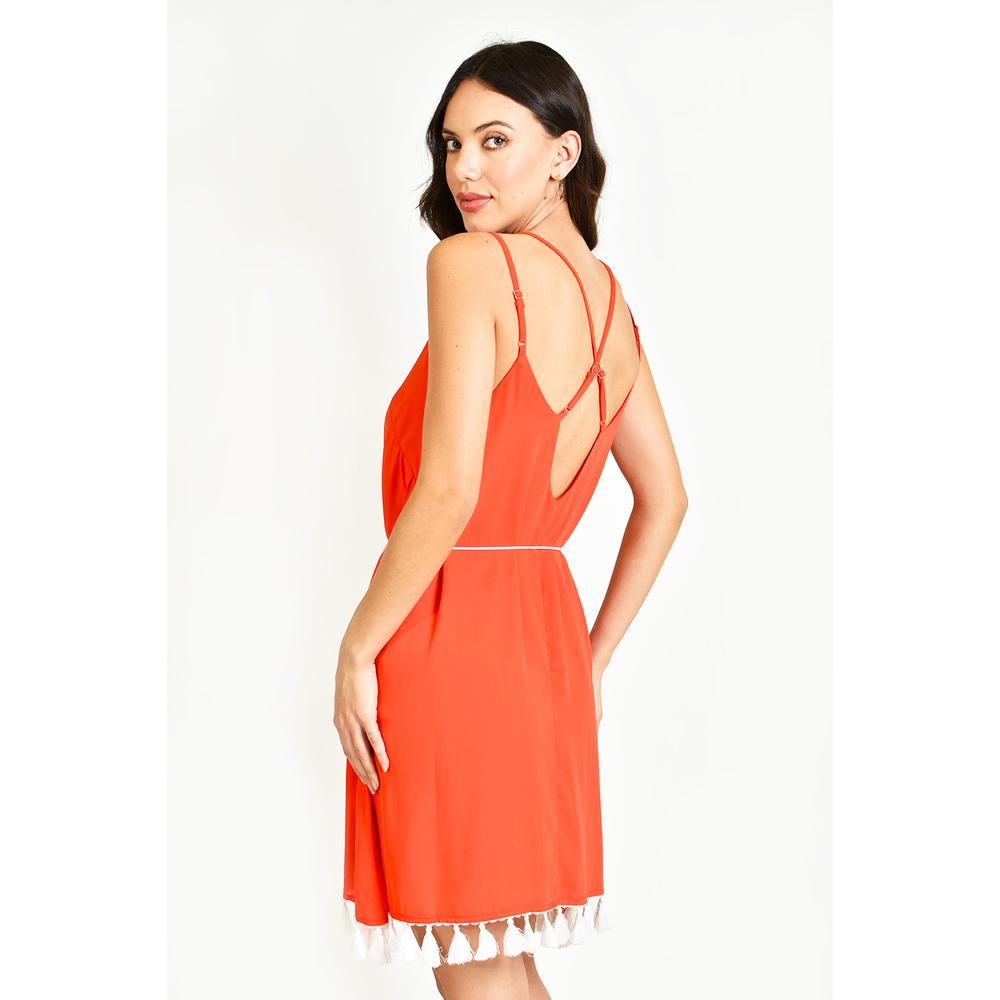 Foto 4 pulgar | Vestido Con Detalle De Borlas Roman Fashion /juvenil 1817 Naranja