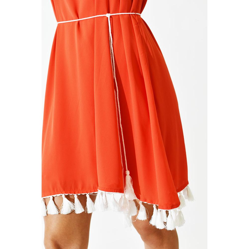Foto 5 pulgar | Vestido Con Detalle De Borlas Roman Fashion /juvenil 1817 Naranja