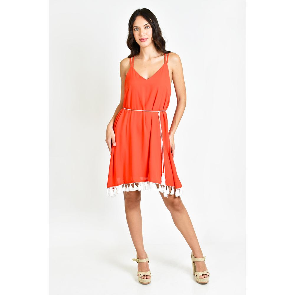 Foto 6 pulgar | Vestido Con Detalle De Borlas Roman Fashion /juvenil 1817 Naranja