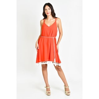 Foto 5 | Vestido Con Detalle De Borlas Roman Fashion /juvenil 1817 Naranja