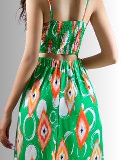 Foto 5 | Vestido Largo Verde con Estampados para Mujer