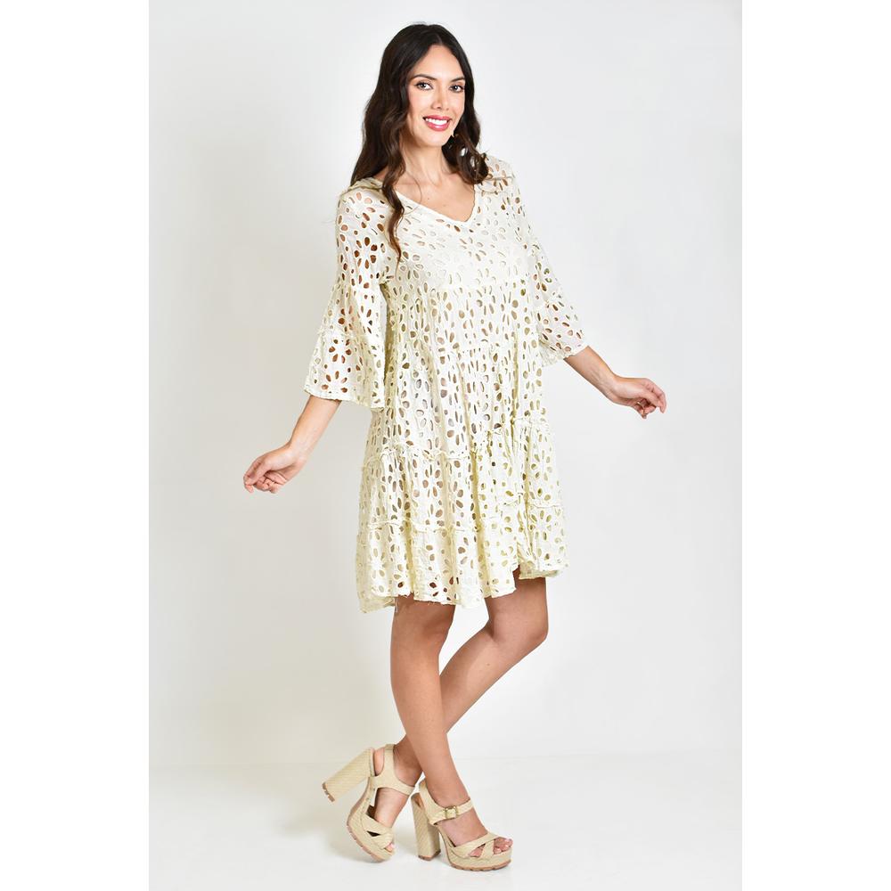 Foto 3 pulgar | Vestido Detalle Calado /juvenil, 8515 (hueso) Beige