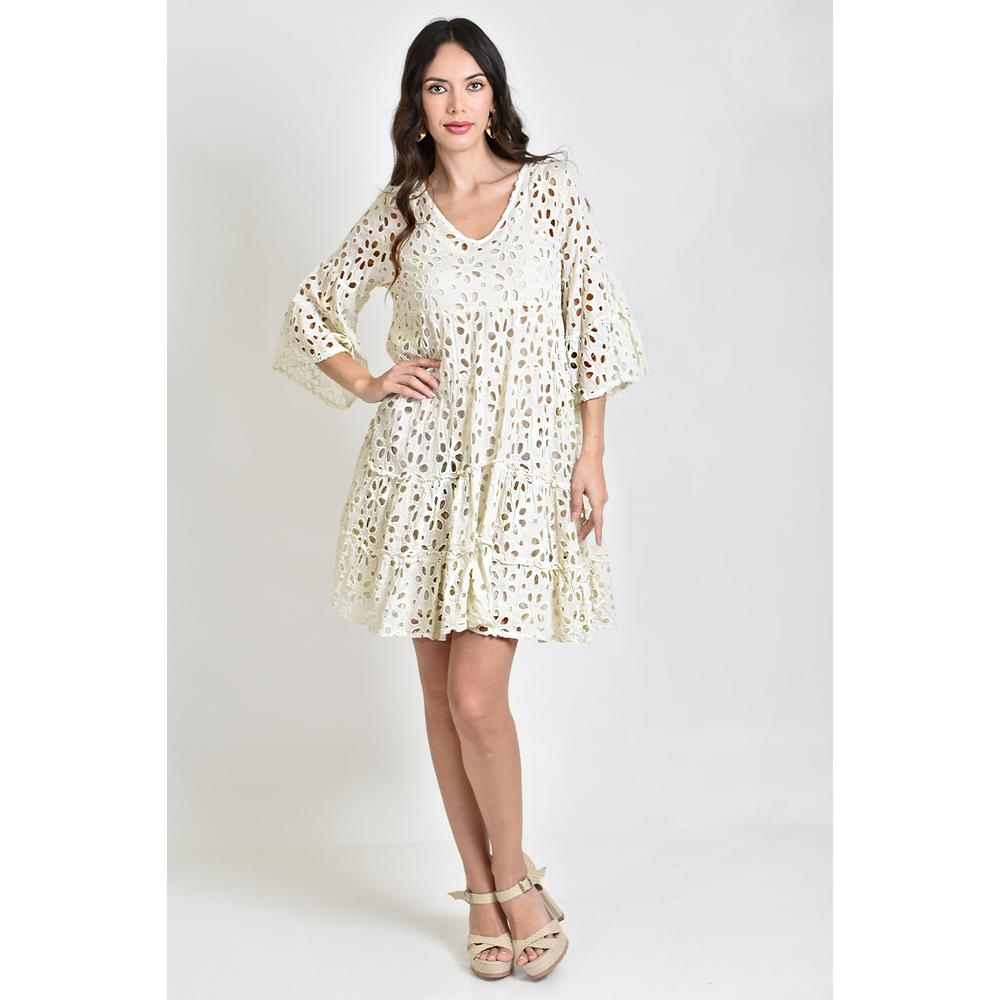 Foto 6 pulgar | Vestido Detalle Calado /juvenil, 8515 (hueso) Beige
