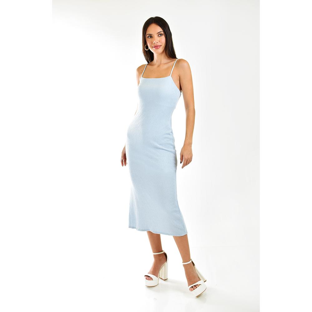 Foto 6 pulgar | Vestido Midi de Tirantes Roman Fashion 7727 Azul Cielo