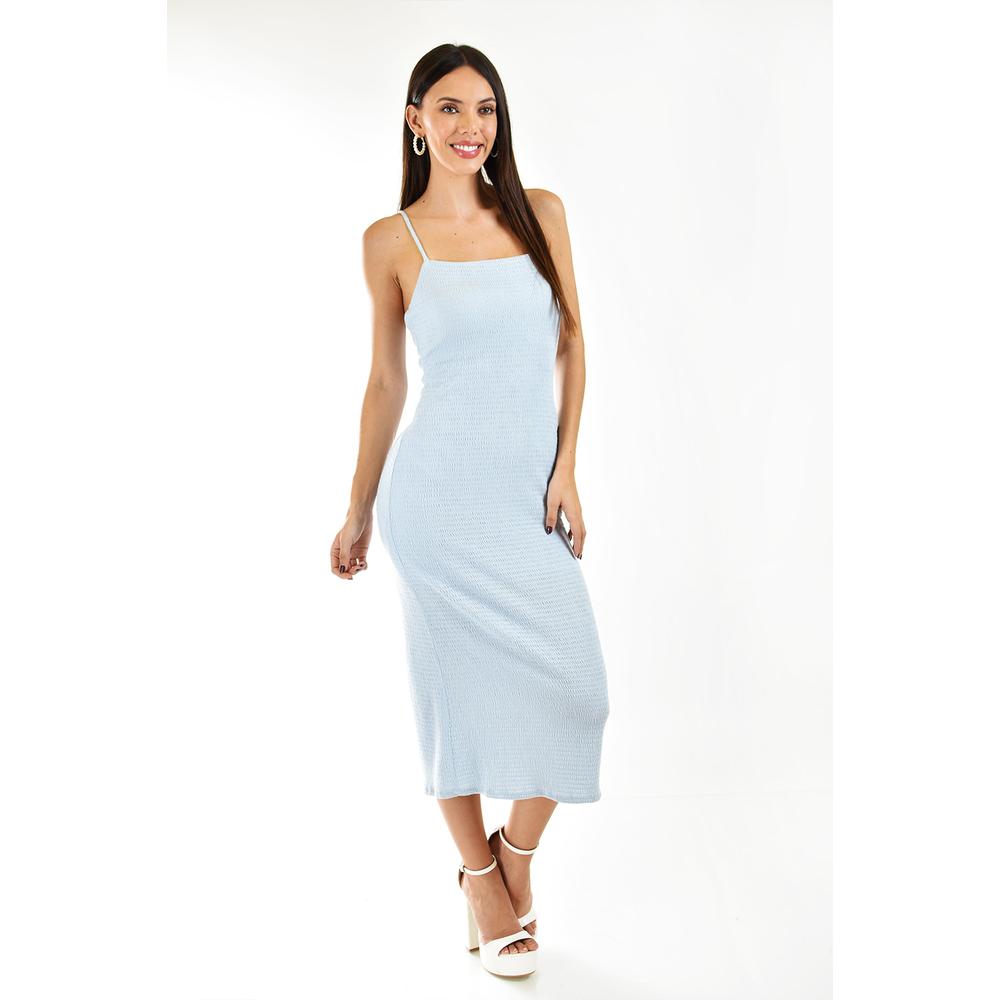 Foto 7 pulgar | Vestido Midi de Tirantes Roman Fashion 7727 Azul Cielo