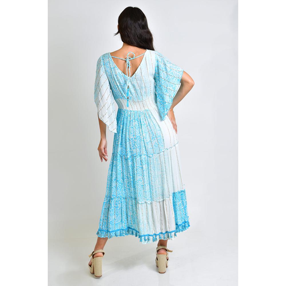 Foto 4 pulgar | Vestido Bohemio Manga Kimono /juvenil, 8544 (azul Claro) Azul