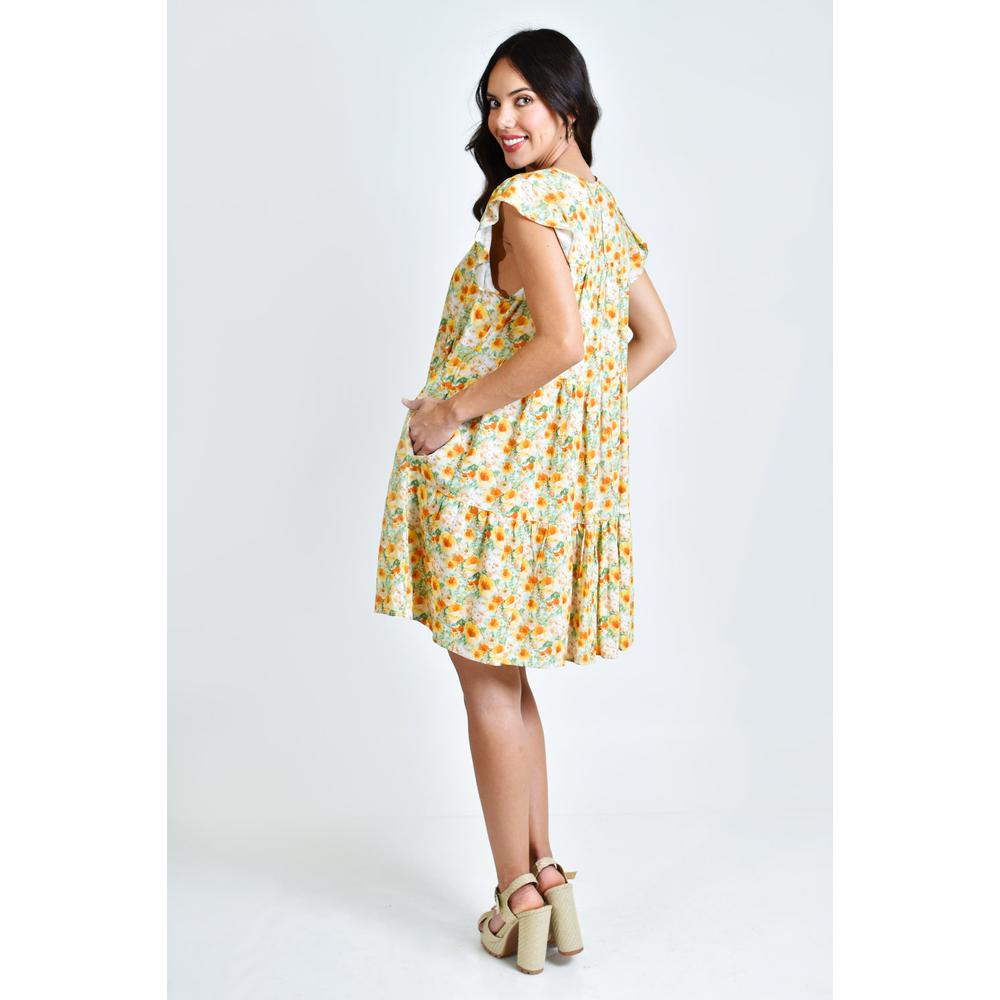 Foto 4 pulgar | Vestido de Flores Roman Fashion Amarillo para Mujer