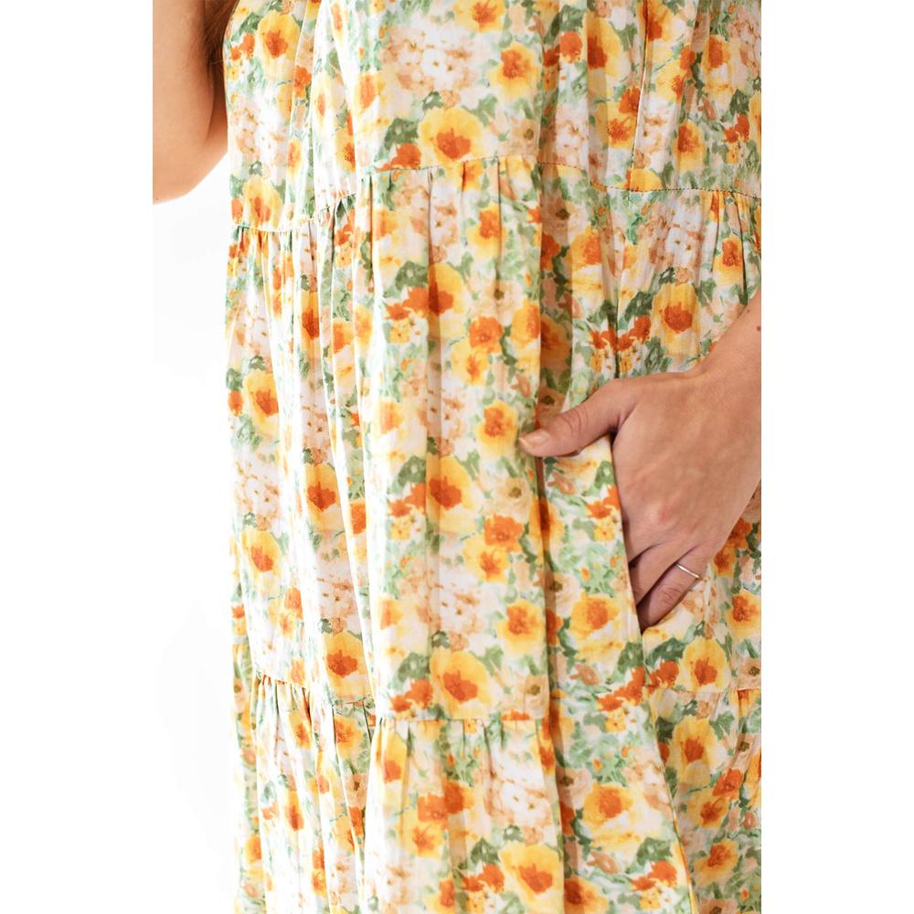 Foto 5 pulgar | Vestido de Flores Roman Fashion Amarillo para Mujer