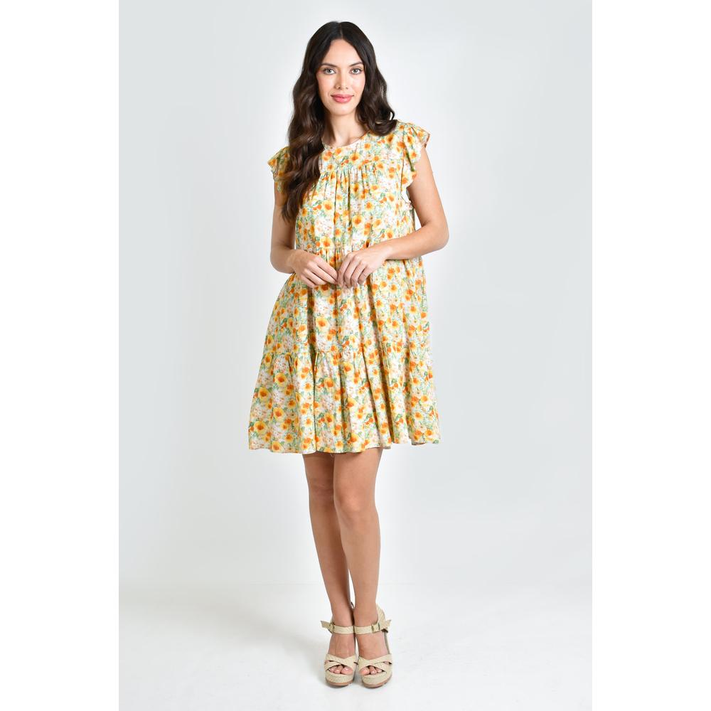 Foto 7 pulgar | Vestido de Flores Roman Fashion Amarillo para Mujer