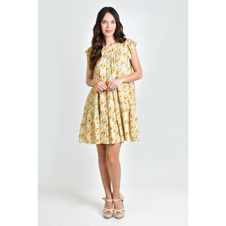 Foto 6 | Vestido de Flores Roman Fashion Amarillo para Mujer