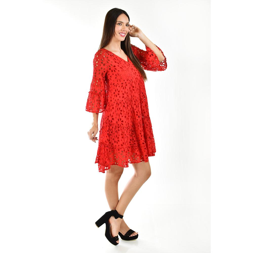 Foto 2 | Vestido Detalle Calado /juvenil, 8515 (rojo) Rojo