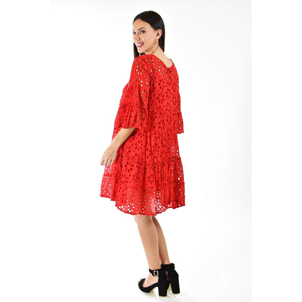 Foto 4 pulgar | Vestido Detalle Calado /juvenil, 8515 (rojo) Rojo