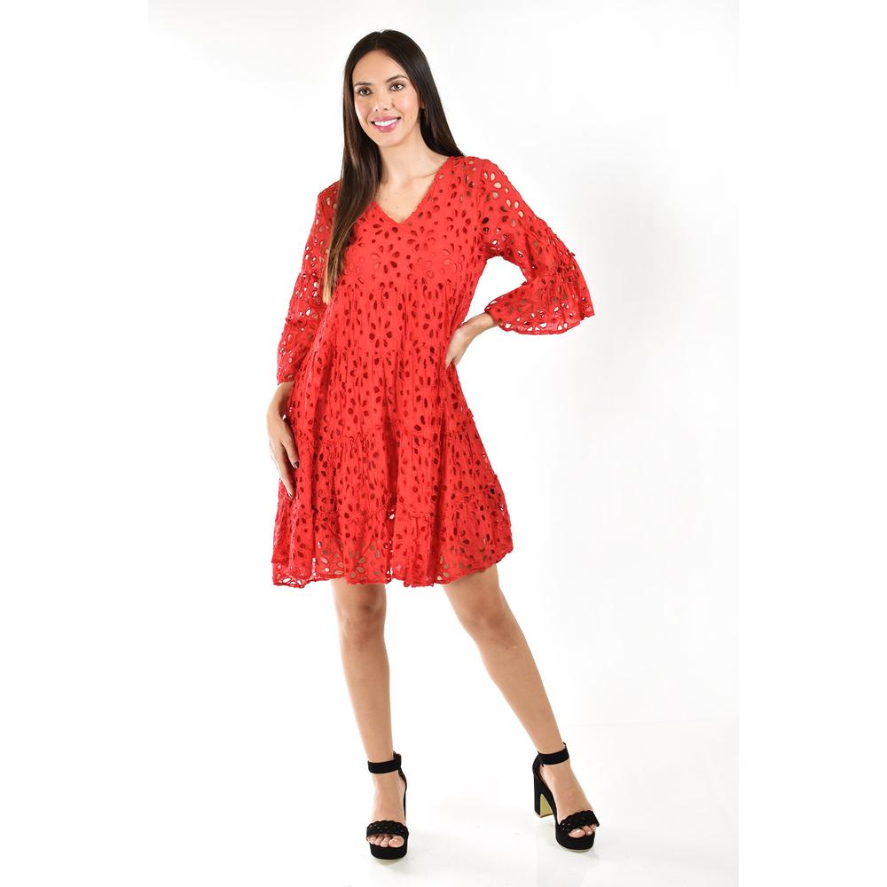 Foto 5 | Vestido Detalle Calado /juvenil, 8515 (rojo) Rojo
