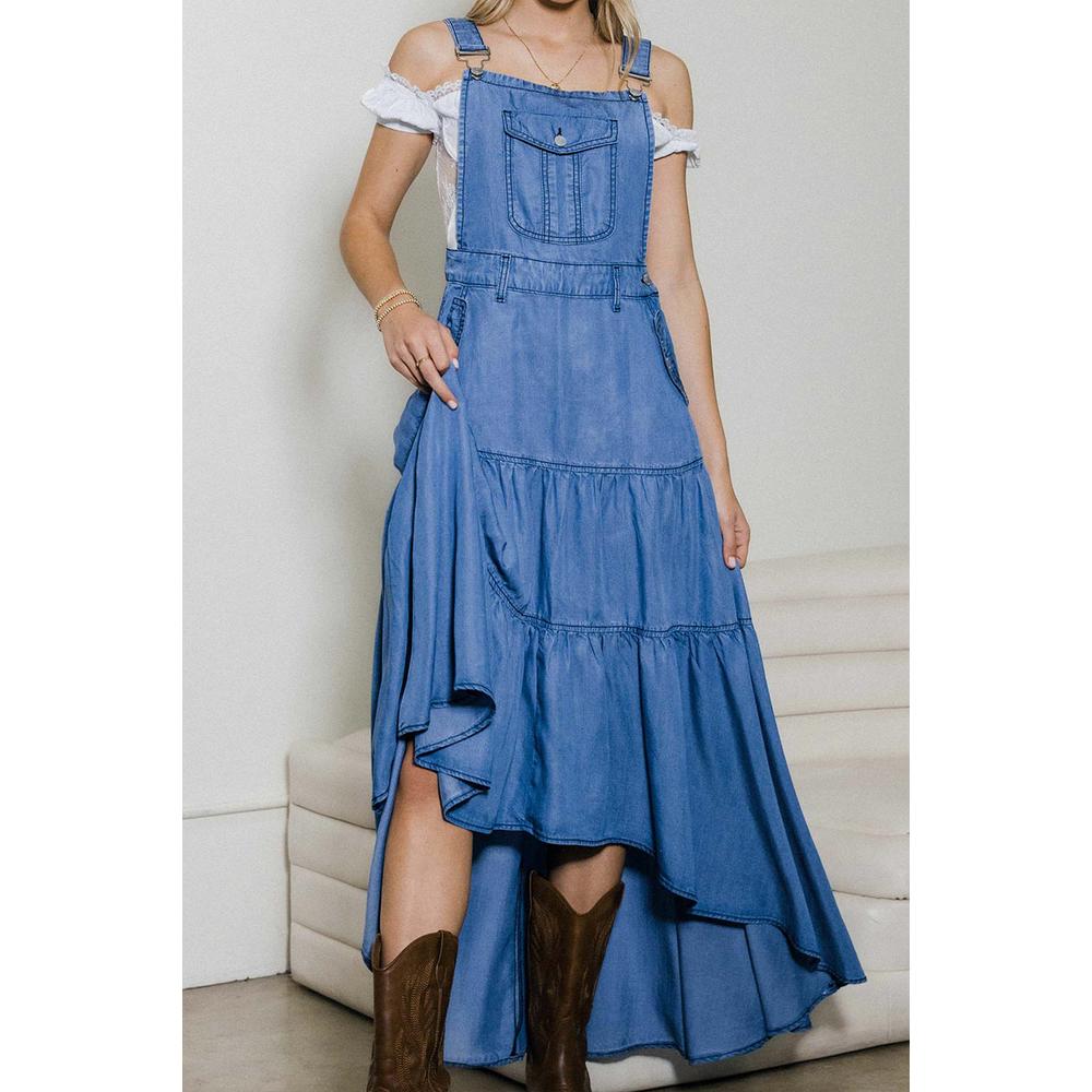 Foto 1 | Vestido Overol Asimetrico /juvenil, 038 (azul Medio) Azul