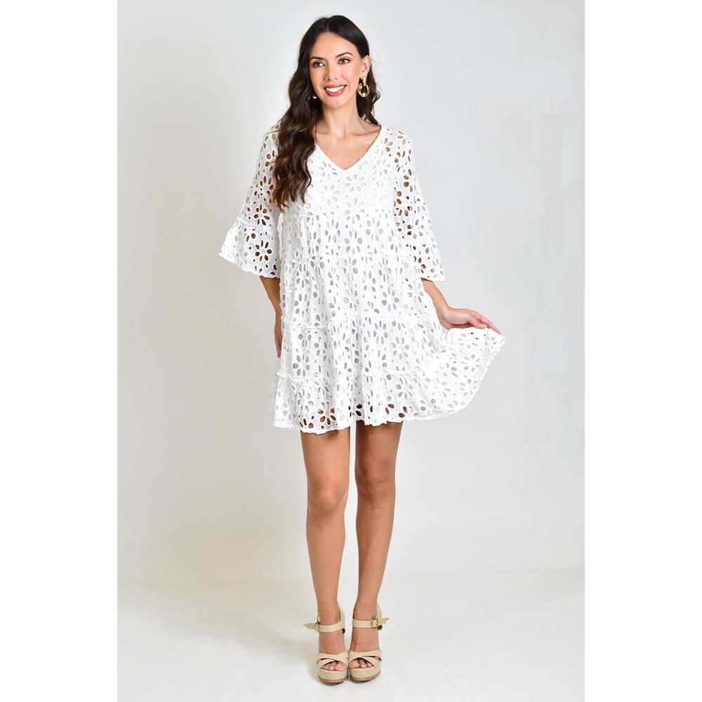 Vestido Detalle Calado /juvenil, 8515 (blanco) Blanco