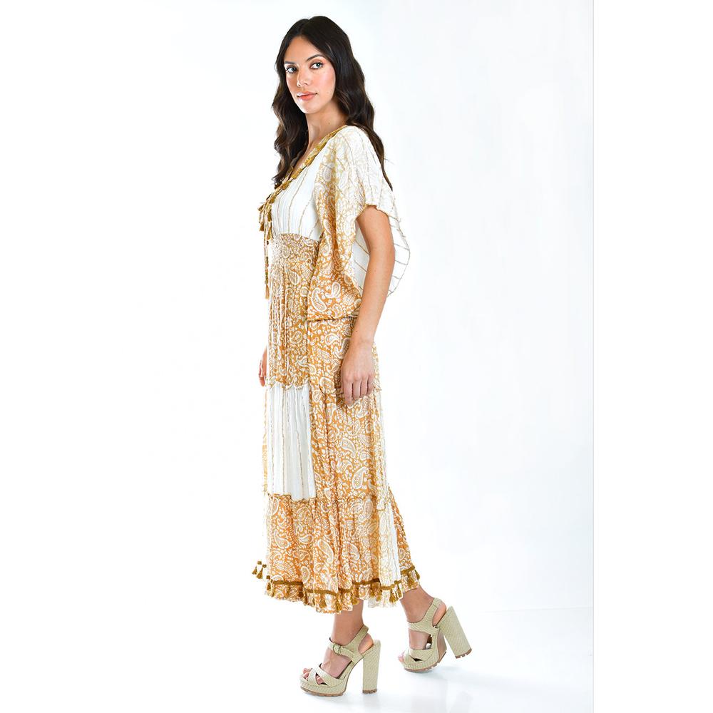 Foto 2 | Vestido Bohemio Manga Kimono /juvenil, 8544 (blanco, Cafe) Cafe