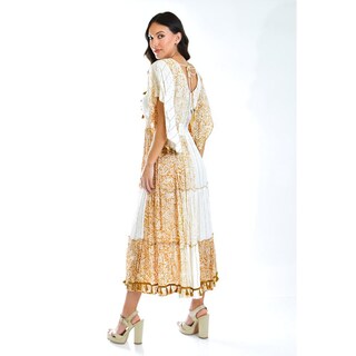 Foto 3 | Vestido Bohemio Manga Kimono /juvenil, 8544 (blanco, Cafe) Cafe