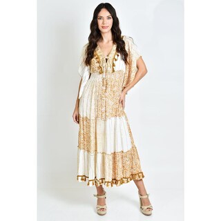 Foto 5 | Vestido Bohemio Manga Kimono /juvenil, 8544 (blanco, Cafe) Cafe