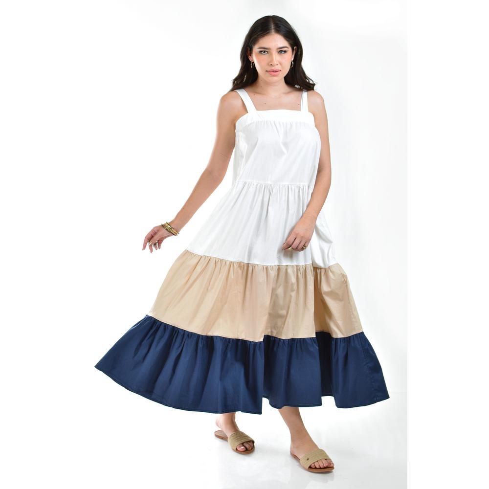 Vestido de Popelina Tricolor Roman Fashion /juvenil 883 Beige