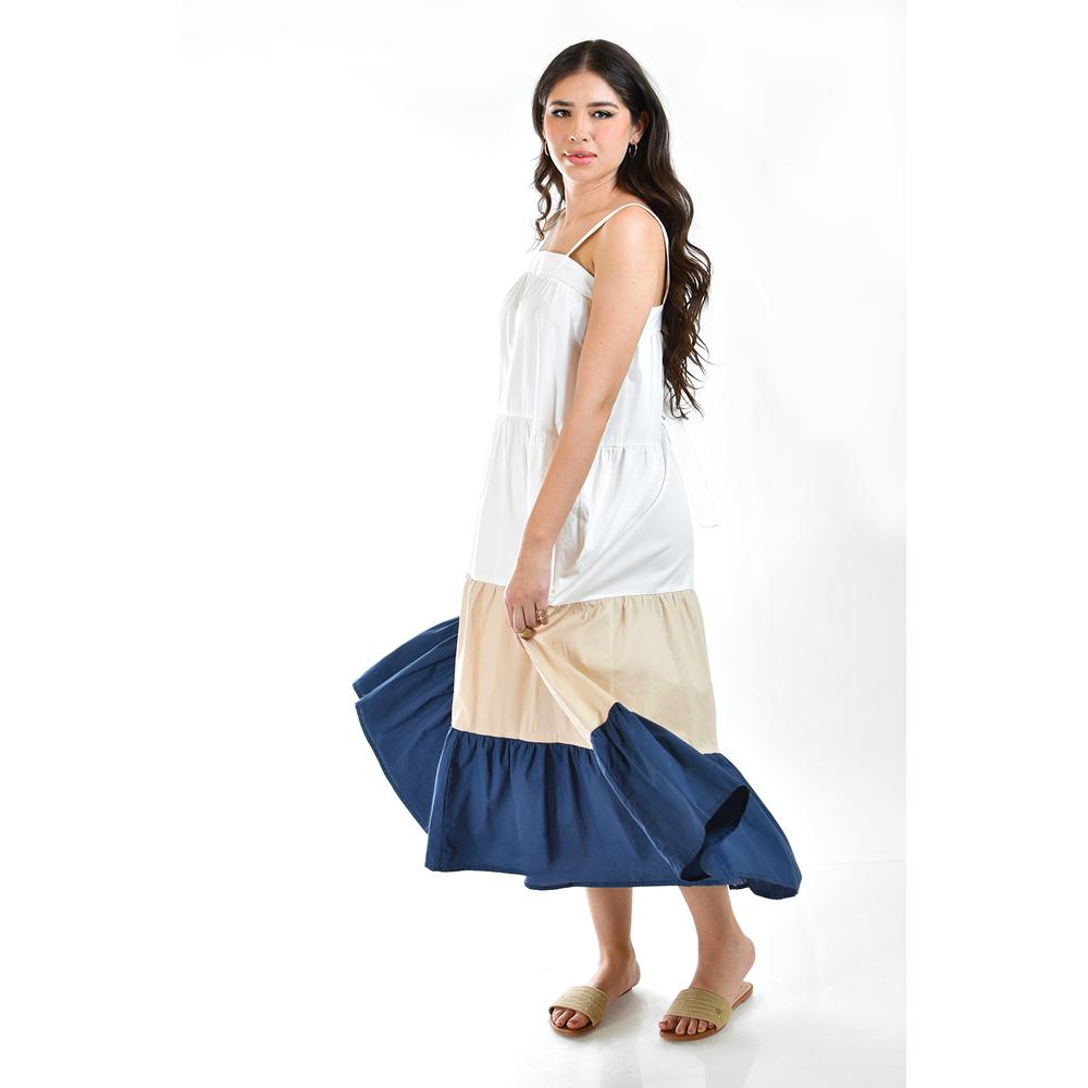 Foto 2 | Vestido de Popelina Tricolor Roman Fashion /juvenil 883 Beige
