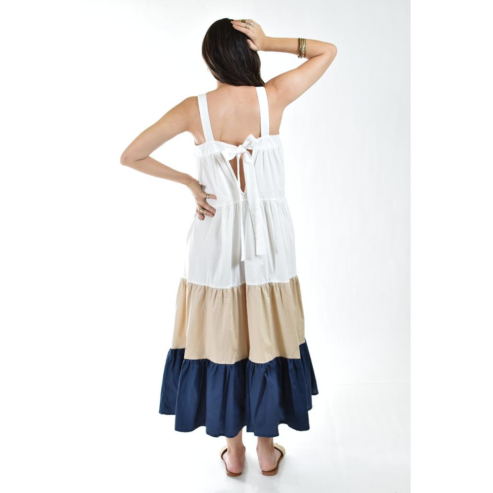 Foto 3 | Vestido de Popelina Tricolor Roman Fashion /juvenil 883 Beige