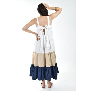 Foto 3 | Vestido de Popelina Tricolor Roman Fashion /juvenil 883 Beige