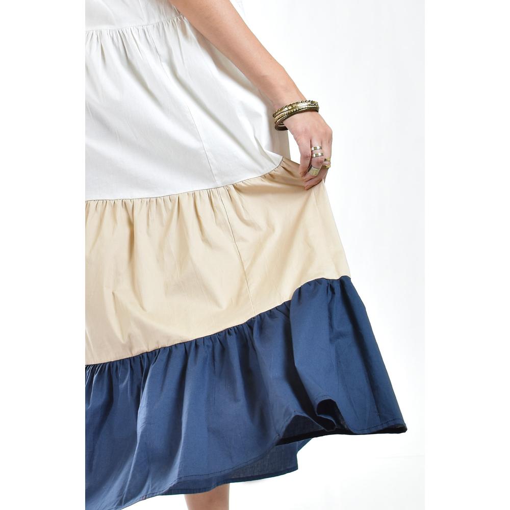 Foto 5 pulgar | Vestido de Popelina Tricolor Roman Fashion /juvenil 883 Beige