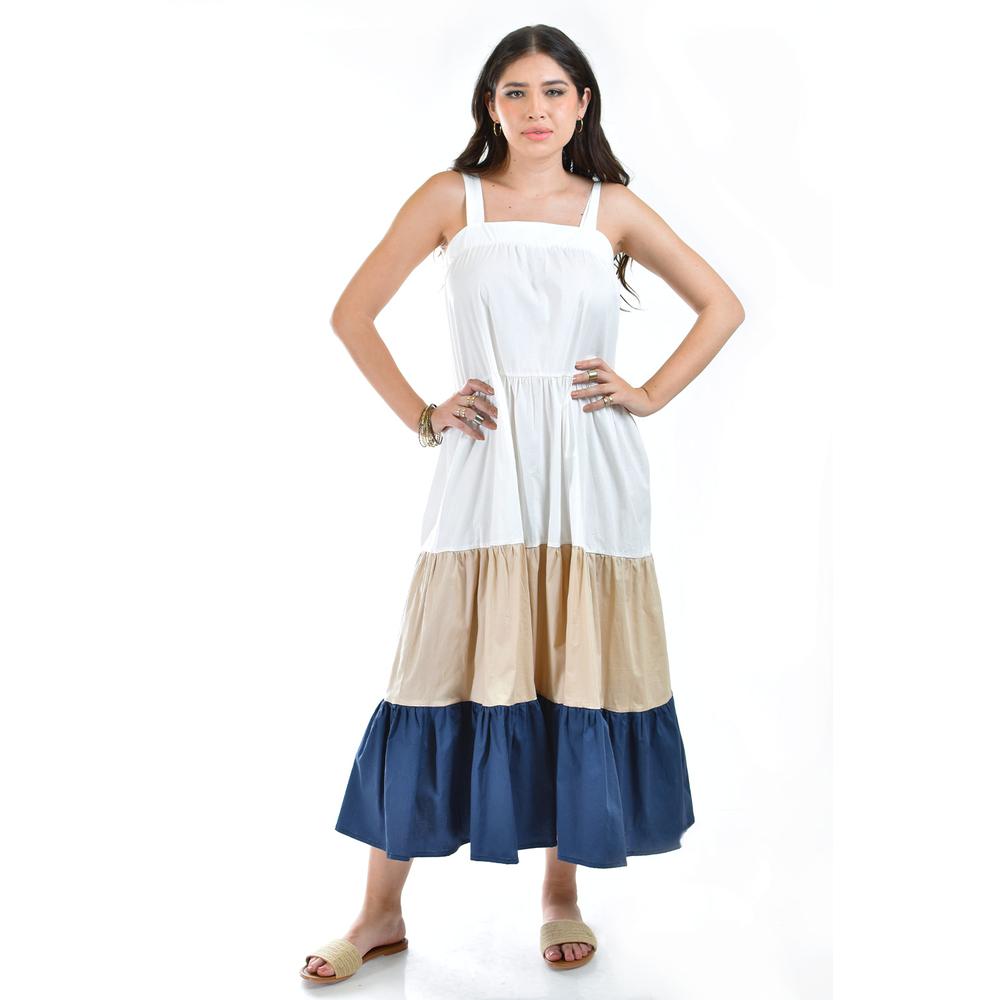 Foto 5 | Vestido de Popelina Tricolor Roman Fashion /juvenil 883 Beige