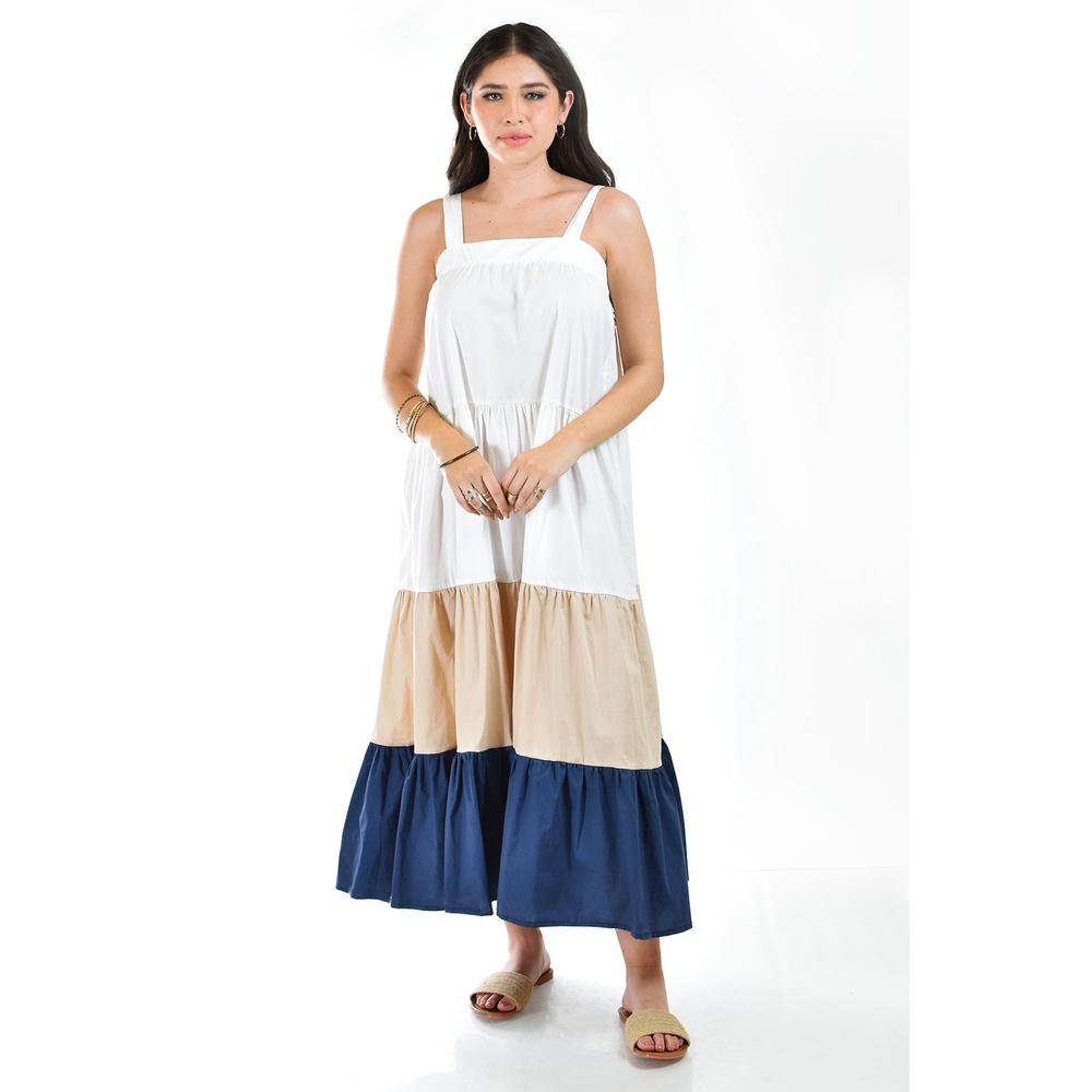 Foto 6 | Vestido de Popelina Tricolor Roman Fashion /juvenil 883 Beige