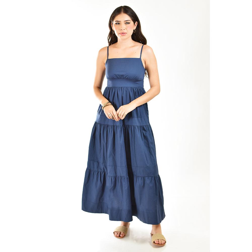 Vestido Largo De Popelina Roman Fashion /juvenil 866 Azul Marino