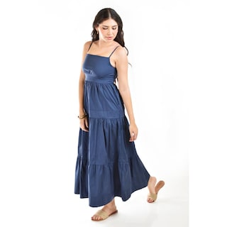Foto 2 | Vestido Largo De Popelina Roman Fashion /juvenil 866 Azul Marino