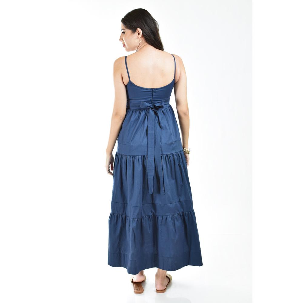 Foto 3 | Vestido Largo De Popelina Roman Fashion /juvenil 866 Azul Marino