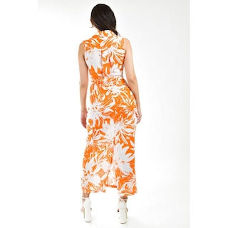 Foto 3 | Vestido de Lino Tipo Cargo Roman Fahion /juvenil 14120 Naranja