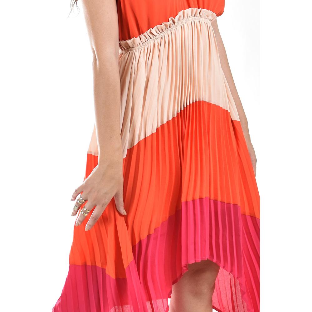 Foto 5 pulgar | Vestido Asimétrico Plisado Roman Fashion /juvenil 1731 Naranja
