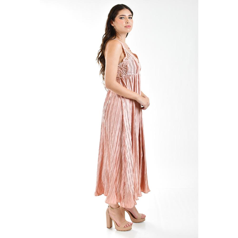 Foto 3 pulgar | Vestido Plisado con Encaje Roman Fashion Rosa Juvenil